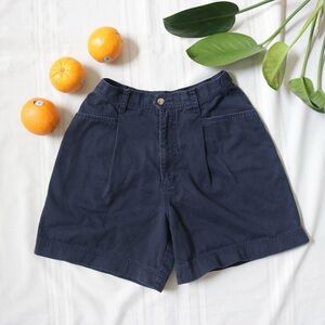 Eddie Bauer navy blue high waisted pleated trouser shorts